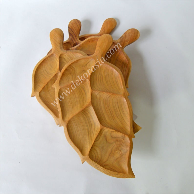 Teak Wood Leaf-Shaped Bowl